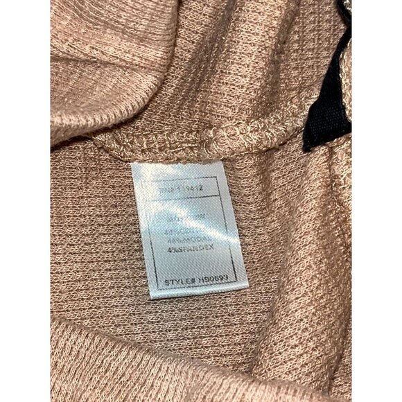 Monrow Tan Drawstring Waist & Pockets Waffle Knit Lounge Pants Women's Size S - Picture 6 of 9